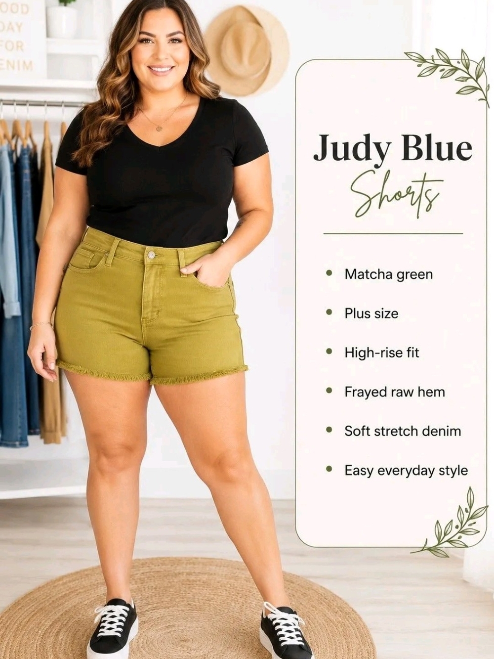 Judy Blue Matcha Green High-Rise Denim Shorts